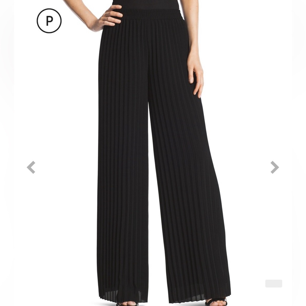 Chico's Black Pleated Wide-Leg Pants